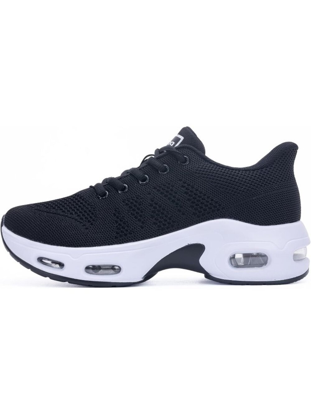 Women's Black 2 Sneakers Lace-up Slip On Walking Tennis Shoes Easy To Wear